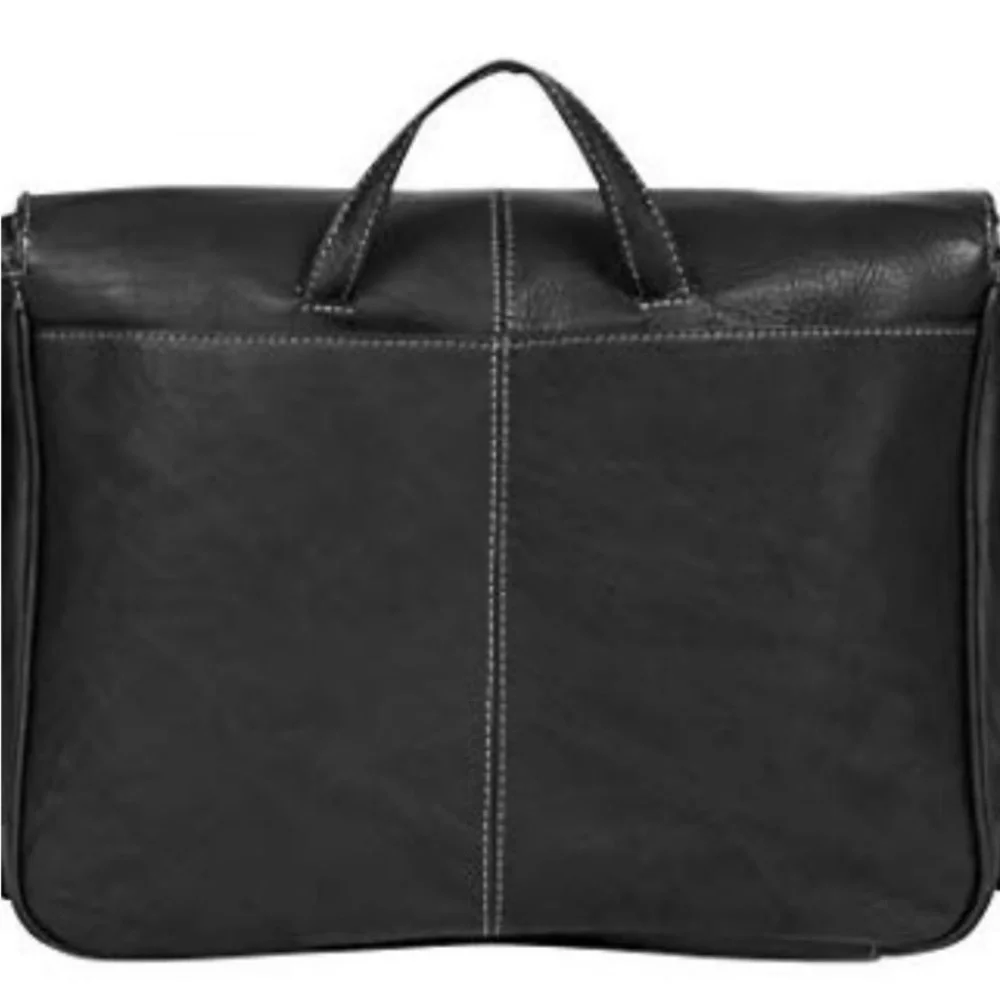 Classic Black Leather Messenger Bag